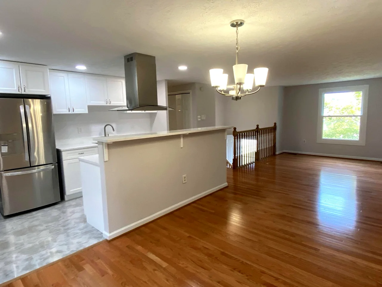 Living room remodel with new lighting in Montgomery County